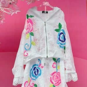 A1682 Lace Embroidery Sequin Set White