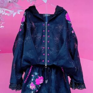 A1683 Lace Patchwork Sequin Set Black
