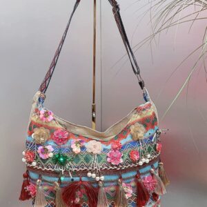 HH4955 3D Colorful Flower Tassel Ethnic Bag
