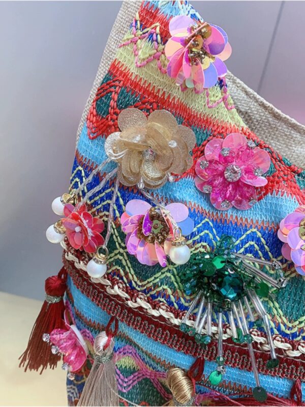 HH4955 3D Colorful Flower Tassel Ethnic Bag - 图片 3