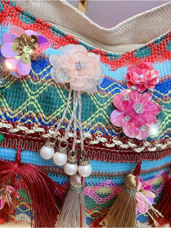 HH4955 3D Colorful Flower Tassel Ethnic Bag - 图片 4